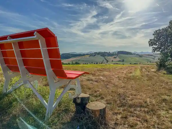 Giant bench overlooking the hills